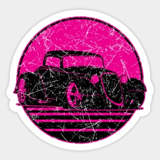 Retro Hot Pink Hot Rod Grungy Sunset Illustration Sticker